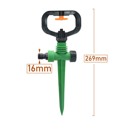 360 fokos kerti fűlocsoló 1/2 hüvelykes szálszóró fúvóka, automatikus öntözés, fúvóka támogatással