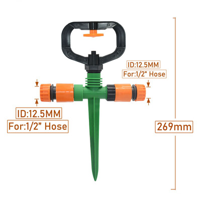 360 fokos kerti fűlocsoló 1/2 hüvelykes szálszóró fúvóka, automatikus öntözés, fúvóka támogatással