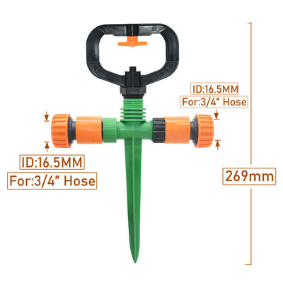 360 fokos kerti fűlocsoló 1/2 hüvelykes szálszóró fúvóka, automatikus öntözés, fúvóka támogatással