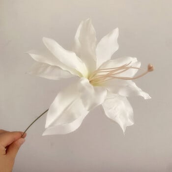 10τμχ Τεχνητό λουλούδι Lily Heads Silk Flower Λευκό λουλούδι Στολισμός γάμου τοίχου