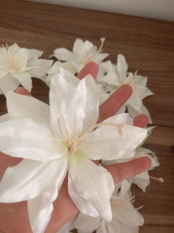 10τμχ Τεχνητό λουλούδι Lily Heads Silk Flower Λευκό λουλούδι Στολισμός γάμου τοίχου