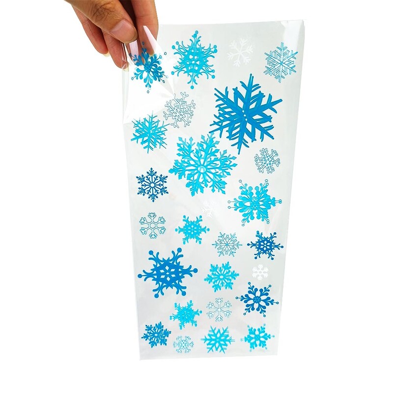 10/20/30/40/50 vnt Kalėdų snaigės celofaniniai maišeliai Žiemos snaigės šventės saldainiai sausainiai, skanėstai, dovanų maišelis Kalėdų vakarėlio dekoravimas