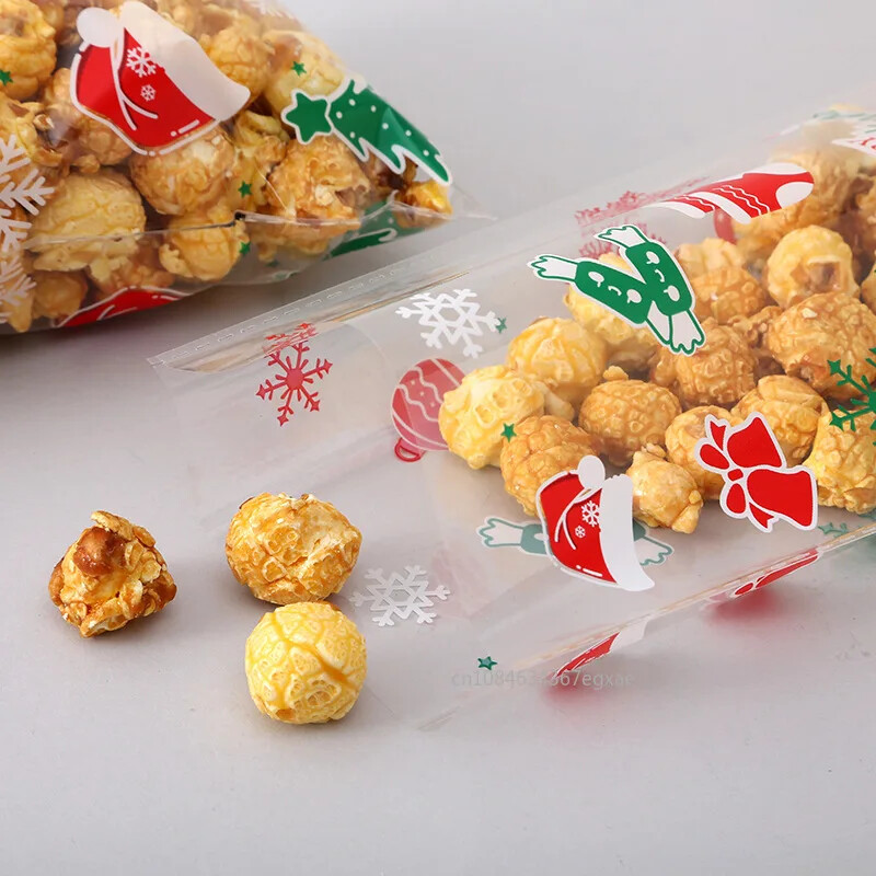 50 bucăți/set Saci de celofan Crăciun Fericit Pungi de ambalare pentru cadouri din plastic pentru copii Crăciun Noel Decor acasă Saci cu bomboane de Anul Nou