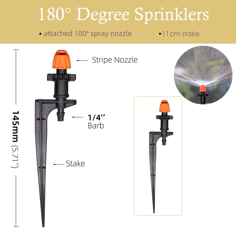 18-тип пръскащи пръскачки 90°/180°/360°/лентови дюзи 11cm колове 1/4'' шип 5.0 винтови конектори напояване на градински оранжерии