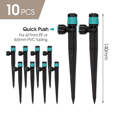 10PCS 1/4`` visokokvalitetne prskalice za navodnjavanje s mjehurićima za 1/4`` 4/6mm cijevi za crijevo s podesivim emiterima Sustav za navodnjavanje kapaljkom