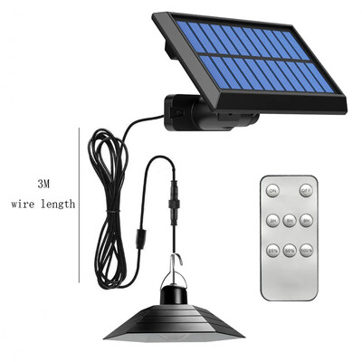 Napelemes, vízálló, LED-es kültéri napelemes függőlámpa terasz függő kempinglámpa beltéri függőlámpa távirányítóval