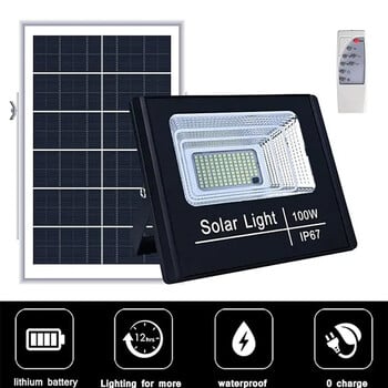 Solar Flood Lights Outdoor IP67 Αδιάβροχη ηλιακή λάμπα Τηλεχειριστήριο εξοικονόμησης ενέργειας Κήπος Πολυλειτουργικός αισθητήρας προβολέας