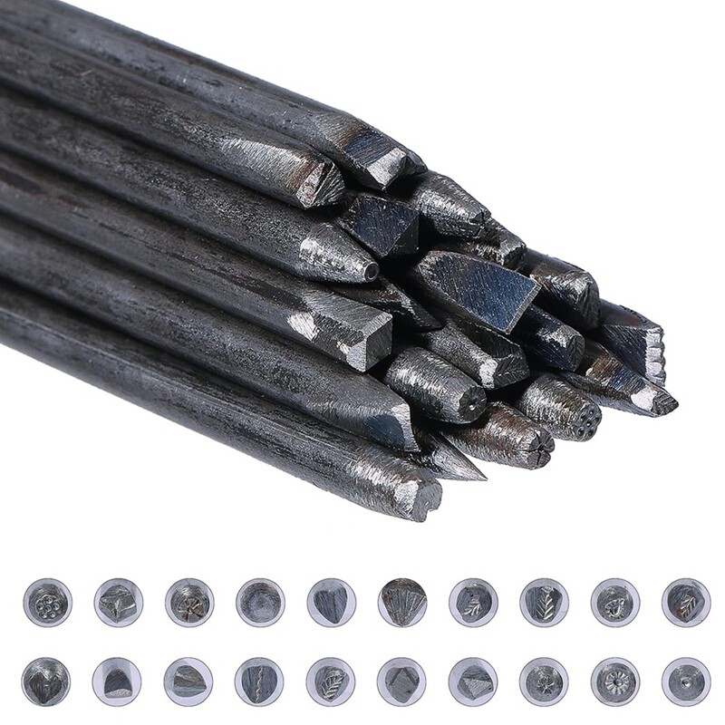 20 vnt Gėlių štampavimo antspaudų rinkinys Geležies graviravimo įrankių rinkiniai Plieniniai Punch Gėlių Punch Antspaudų Rinkinys Papuošalų Metalo štampavimo Įrankis