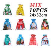 10 vnt Kalėdų raištelių dovanų maišelis vakarėlis vaikams saldainių dovanų krepšys aliuminio folijos dėžutė Laimingų Naujųjų metų Kalėdų išvakarės 2025 m.