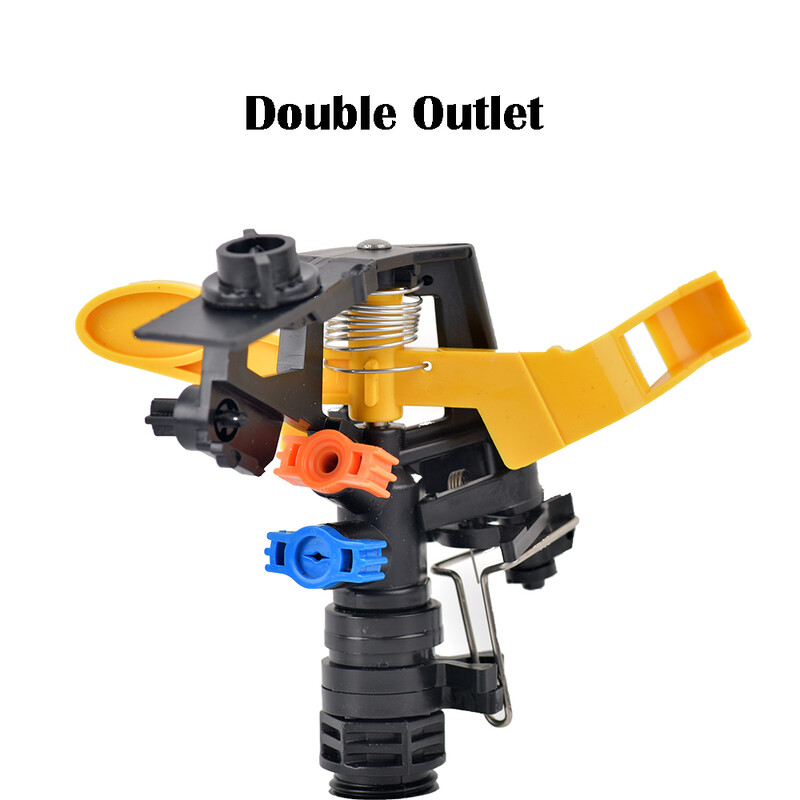 Ακροφύσιο διπλής εξόδου περιστροφικού ψεκαστήρα 360 μοιρών Πλαστική ακίδα με σπείρωμα 1/2" που εισάγει άρδευση κήπου στο έδαφος