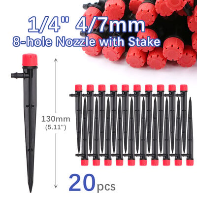 13/18/27 cm vysoká 1/4" 4/7 mm záhradná zavlažovacia tryska s nastaviteľným zavlažovacím systémom pre trávniky a skleníky