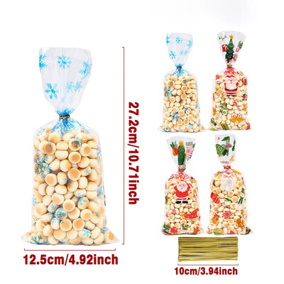 25/50/100 buc. Saci de bomboane de Crăciun Saci de ambalare pentru cadouri de biscuiți 2024 Decoratiuni de Crăciun Fericit pentru acasă Rechizite de petrecere de Anul Nou