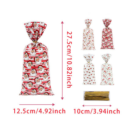 25/50/100 buc. Saci de bomboane de Crăciun Saci de ambalare pentru cadouri de biscuiți 2024 Decoratiuni de Crăciun Fericit pentru acasă Rechizite de petrecere de Anul Nou