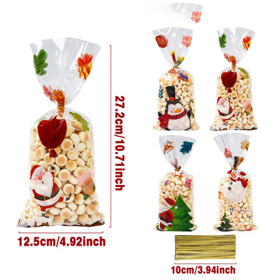 25/50/100 buc. Saci de bomboane de Crăciun Saci de ambalare pentru cadouri de biscuiți 2024 Decoratiuni de Crăciun Fericit pentru acasă Rechizite de petrecere de Anul Nou