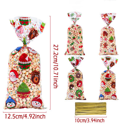 25/50/100 buc. Saci de bomboane de Crăciun Saci de ambalare pentru cadouri de biscuiți 2024 Decoratiuni de Crăciun Fericit pentru acasă Rechizite de petrecere de Anul Nou