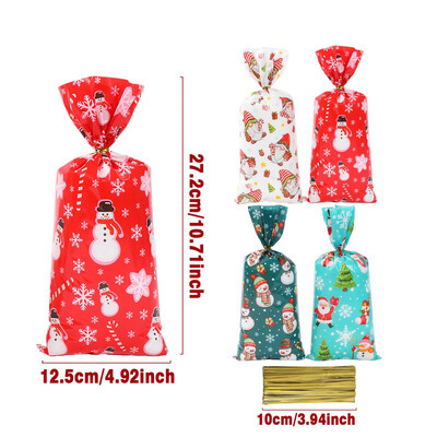 25/50/100 buc. Saci de bomboane de Crăciun Saci de ambalare pentru cadouri de biscuiți 2024 Decoratiuni de Crăciun Fericit pentru acasă Rechizite de petrecere de Anul Nou