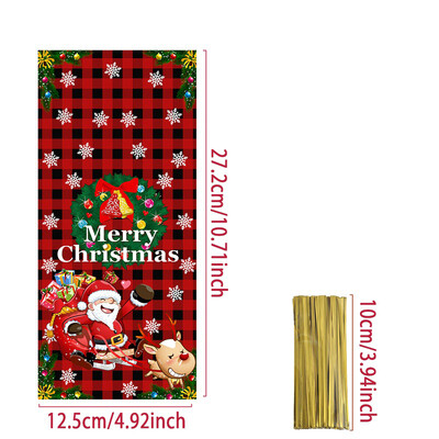 25/50/100 buc. Saci de bomboane de Crăciun Saci de ambalare pentru cadouri de biscuiți 2024 Decoratiuni de Crăciun Fericit pentru acasă Rechizite de petrecere de Anul Nou
