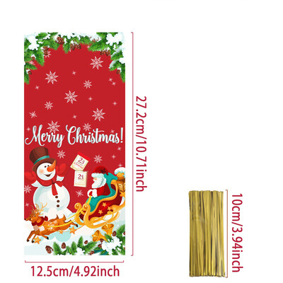 25/50/100 buc. Saci de bomboane de Crăciun Saci de ambalare pentru cadouri de biscuiți 2024 Decoratiuni de Crăciun Fericit pentru acasă Rechizite de petrecere de Anul Nou