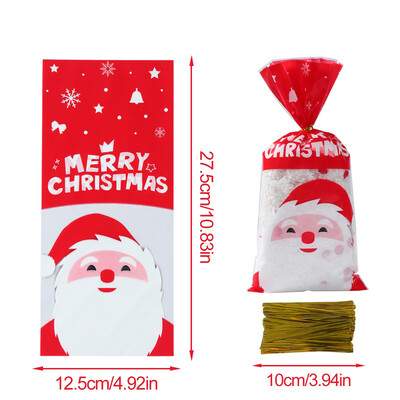 25/50/100 buc. Saci de bomboane de Crăciun Saci de ambalare pentru cadouri de biscuiți 2024 Decoratiuni de Crăciun Fericit pentru acasă Rechizite de petrecere de Anul Nou