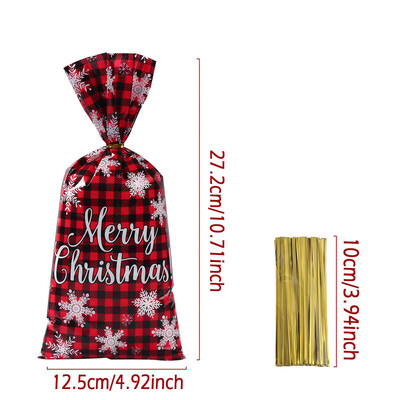 25/50/100 buc. Saci de bomboane de Crăciun Saci de ambalare pentru cadouri de biscuiți 2024 Decoratiuni de Crăciun Fericit pentru acasă Rechizite de petrecere de Anul Nou