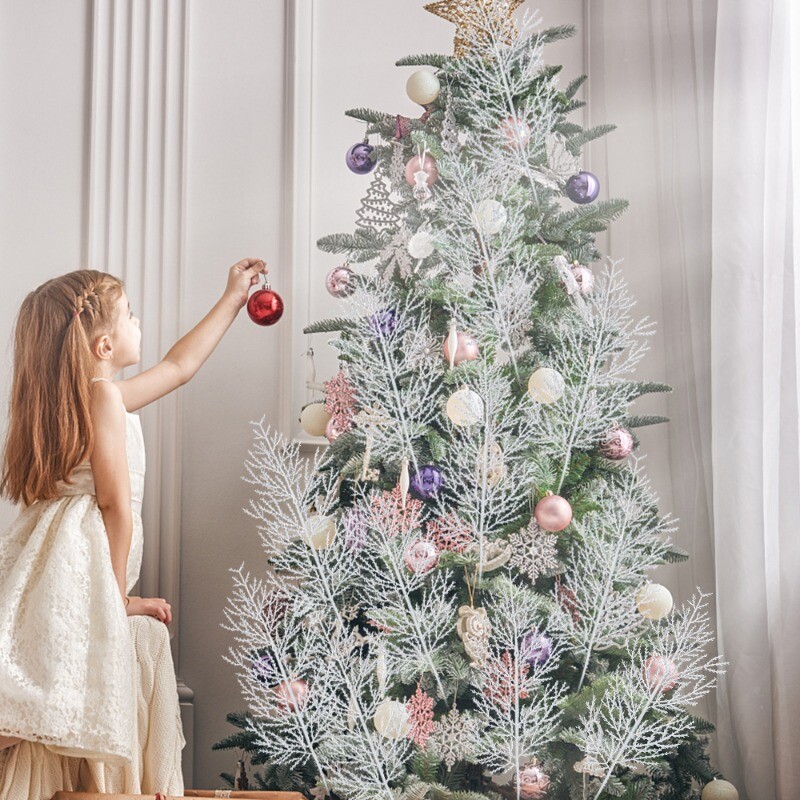 10/30KOM Bijele umjetne borove iglice Ukrasi za božićno drvce DIY vijenac Biljke za ukrase za novogodišnju zabavu