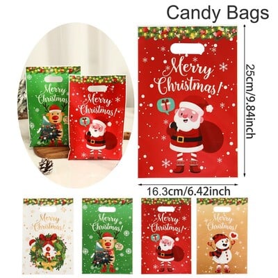 50 kom Božićne vrećice slatkiša Djeda Mraza Vrećice za kolačiće Božićne poslastice za 2024. Božić Zimski praznici Pokloni za zabavu Nova godina 2025.