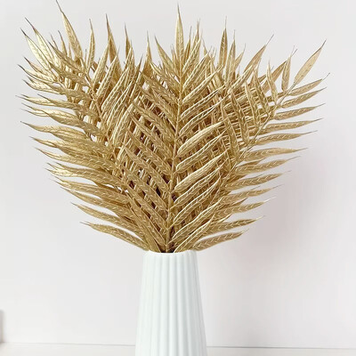 6/12 ΤΕΜ. Λαμπερό χρυσό τεχνητό φοίνικα με ζωντανή τροπική διακόσμηση Ιδανικό για Χριστουγεννιάτικο Πρωτοχρονιά γάμου Ριγέ σιδερένιο δέντρο