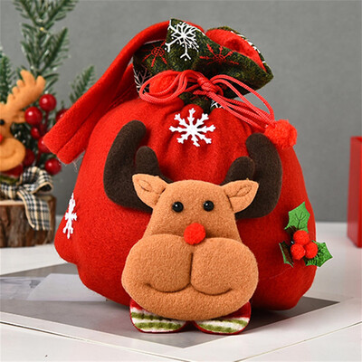 Kalėdų dovanų maišelis Kalėdų Senelis Sniego senelis raišteliai Medžiaginiai maišeliai Kalėdoms Saldainių dovanų pakavimas Kalėdų puošmena Rankinės Saldainių krepšys