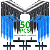 Šiltnamio sodas 50 vnt. lenkimo lašelinė rodyklė lašelinė mikro lašelinio drėkinimo rinkinys, tinkantis 3/5 mm žarna laistymo taupymo lašelinės gėlės