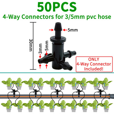 Šiltnamio sodas 50 vnt. lenkimo lašelinė rodyklė lašelinė mikro lašelinio drėkinimo rinkinys, tinkantis 3/5 mm žarna laistymo taupymo lašelinės gėlės