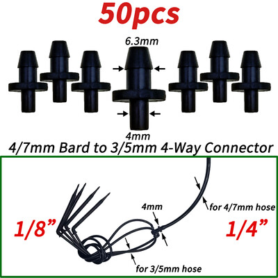 Šiltnamio sodas 50 vnt. lenkimo lašelinė rodyklė lašelinė mikro lašelinio drėkinimo rinkinys, tinkantis 3/5 mm žarna laistymo taupymo lašelinės gėlės