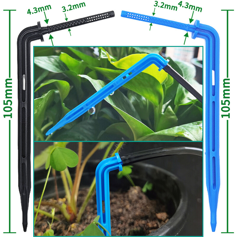 Šiltnamio sodas 50 vnt. lenkimo lašelinė rodyklė lašelinė mikro lašelinio drėkinimo rinkinys, tinkantis 3/5 mm žarna laistymo taupymo lašelinės gėlės