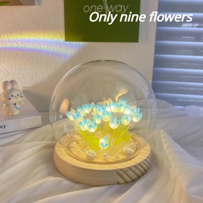 Umelé tulipánové kvety Nočné osvetlenie Ozdoby Ručne vyrobené DIY LED nočná lampa Spálňa Stôl Dekorácia Darčeky k narodeninám Stolová lampa