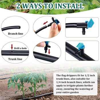 20 τεμ. Irrigation Drip Emitter Garden Flag Irrigation Dripper Δέντρα και θάμνοι μπλε μαύρο