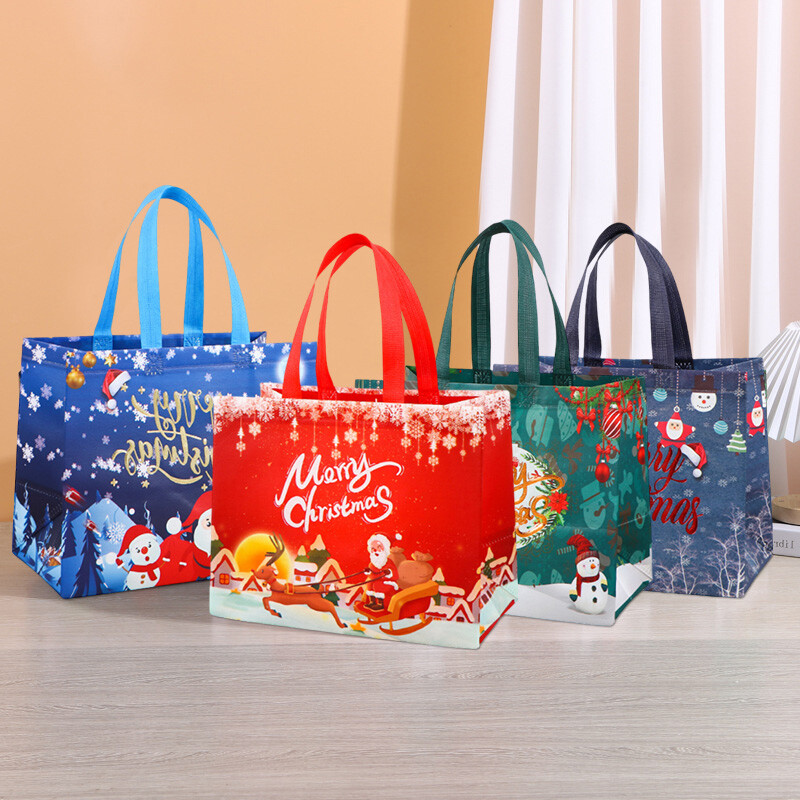 Karácsonyi ajándéktáskák Mikulás Elk Decor Kézitáska Nagy kapacitású Karácsonyi Ajándékok Csomagolás Csomagolási Kellékek Boldog karácsonyt hordtáskák