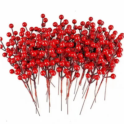 10/30 ΤΕΜ Τεχνητό φρούτο πουρνάρι Ψεύτικα τροπικά φυτά Λουλούδι Τραπέζι εσωτερικού χώρου εξωτερικού σπιτιού Κεντρικό DIY Βάζο Χριστουγεννιάτικη διακόσμηση