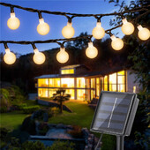 LED vonkajšie biele guľové solárne lampy reťazové svetlá 5-22M 20-200LED víla sviatočné vianočné párty girlanda záhrada vodotesná