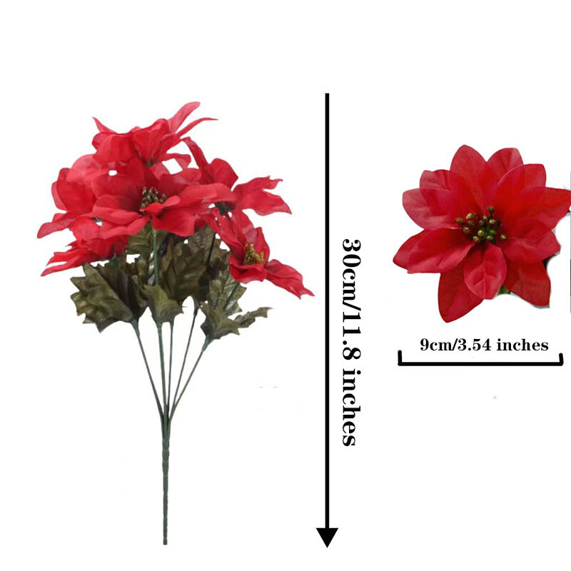 1db7 ágNagy mesterséges vörös bársony karácsonyi virágok karácsonyfa selyem rózsa fejek virágcsokor díszek esküvői buli Kezdőlap