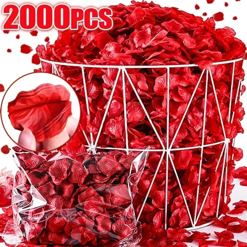 100-2000 ks umelých falošných okvetných lístkov ruží, farebných červených bielych zlatých okvetných lístkov ruží pre romantické svadobné oslavy, ozdoby