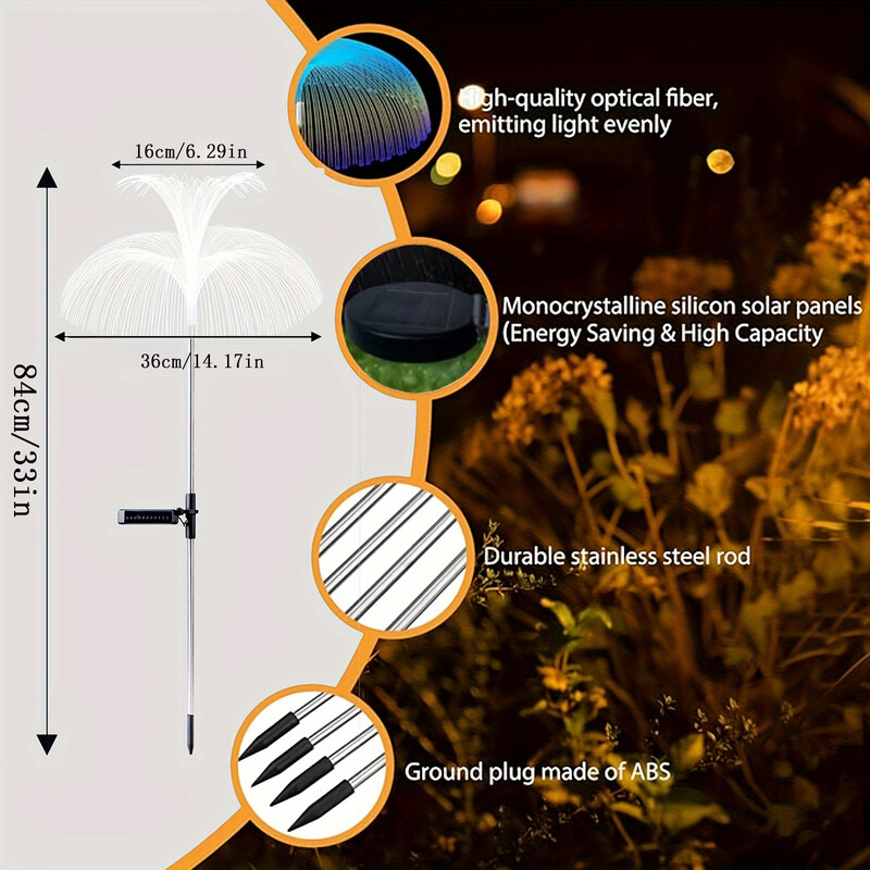 Čarobna dvospratna solarna meduzna svjetla: vodootporna, višebojna LED lampica za vrt i svečane vanjske solarne svjetiljke