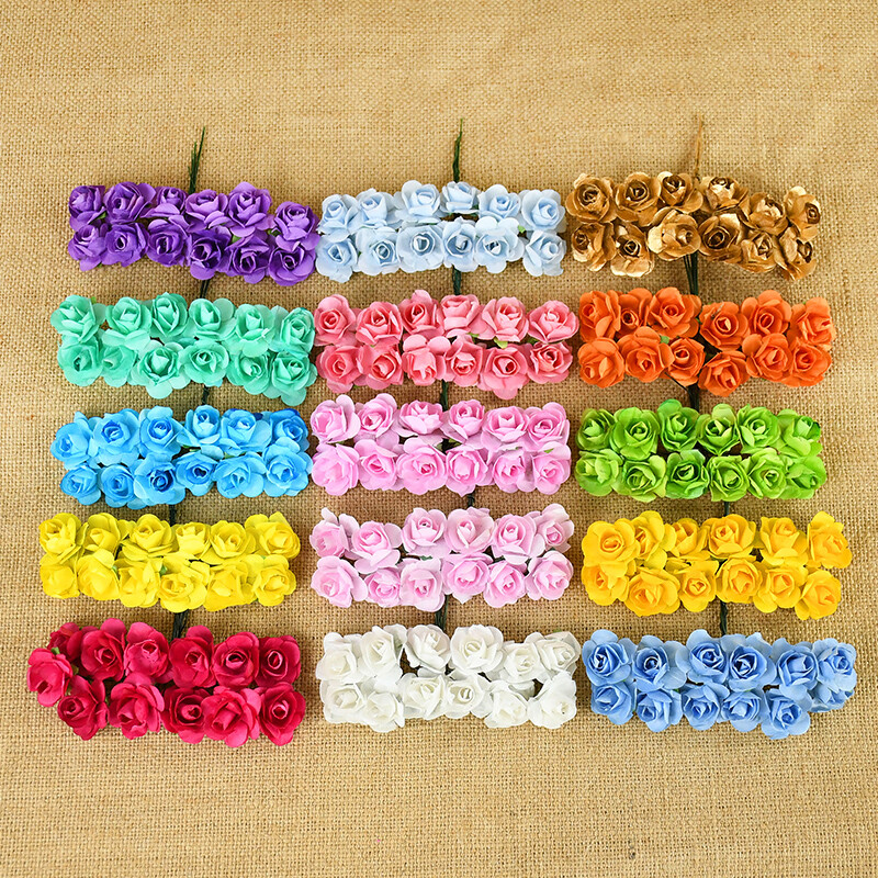144/288 ks 2 cm mini papierové ruže umelé kvetinové hlavičky kytice na svadbu umelé ruže kvety DIY scrapbooking potreby