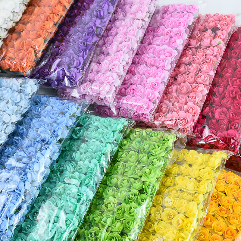 144/288 ks 2 cm mini papierové ruže umelé kvetinové hlavičky kytice na svadbu umelé ruže kvety DIY scrapbooking potreby