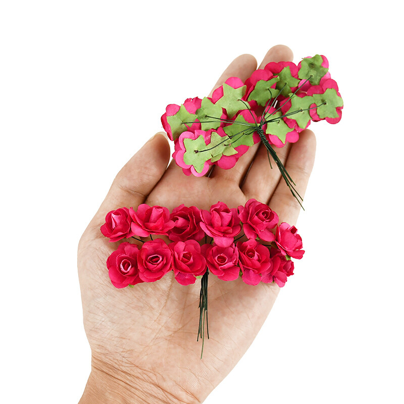 144/288 ks 2 cm mini papierové ruže umelé kvetinové hlavičky kytice na svadbu umelé ruže kvety DIY scrapbooking potreby