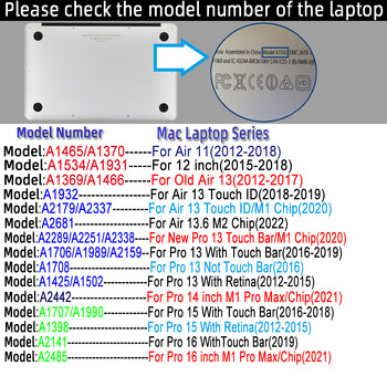 Για Macbook Air Pro13 M1 A2337 A2442 Pro14 13 12 11 15 Πληκτρολόγιο Laptop Προστατευτική μεμβράνη για MacBook Pro16 Θήκες πληκτρολογίου σιλικόνης