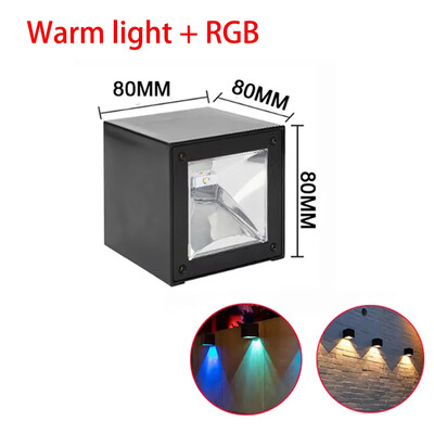 Kültéri spotlámpa napelemes fali lámpák IP65 vízálló LED utcai lámpa vezeték nélküli négyzet alakú kerti fali világítás terasz kerítés dekoráció
