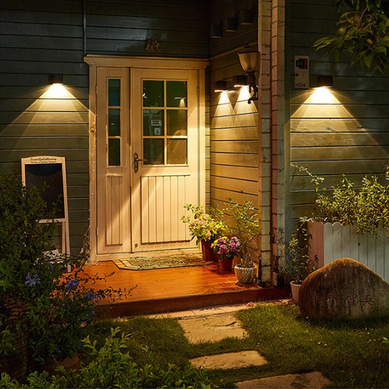 Kültéri spotlámpa napelemes fali lámpák IP65 vízálló LED utcai lámpa vezeték nélküli négyzet alakú kerti fali világítás terasz kerítés dekoráció