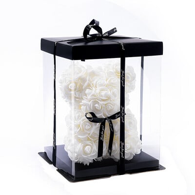 1db 20 cm-es Rózsamedve Műhab Virágok Medve Romantikus kreatív ajándékok Valentin-napi évfordulós esküvői születésnapra dobozzal