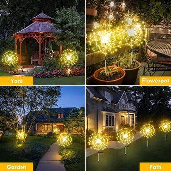 Solar Firework Light Dandelion 90/120/150/200 LED Smoke Light Garden Landscape Holiday Christmas Light DIY for Garden Decor