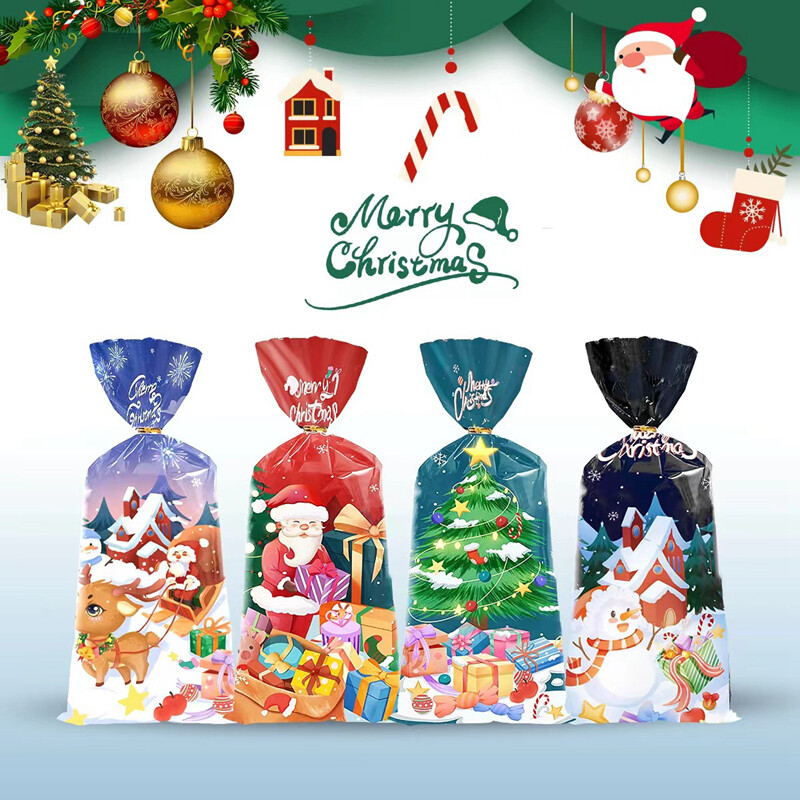50/100 ks vianočných cukrovinkových vrecúšok s kravatami, darčekové balenie sušienok Santa Claus, vianočná dekorácia na doma, Navidad Nový rok