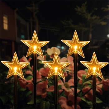 Solar Christmas Pathway Lights 5 Pack Solar Christmas Decor Star LED Lights Εξωτερικά αδιάβροχα φώτα πασσάλων Garden Walkway 731